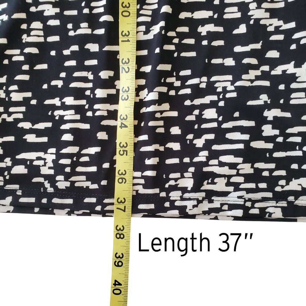 Lauren Ralph Lauren Faux Wrap Dress Black & White Abstract Print 3/4 Sleeve 4 - Picture 13 of 16